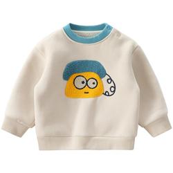 Rabbit Tree Children's Clothing Children's Sweatshirt Winter New Baby Plus Velvet Long-sleeved Top Boy's Base Shirt Warm Sweatshirt