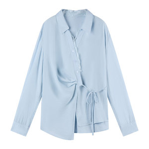 
[New Product] French Lace Shirt for Pregnant Women Spring New Lace-up Waist Commuting Style Top Maternity Clothes