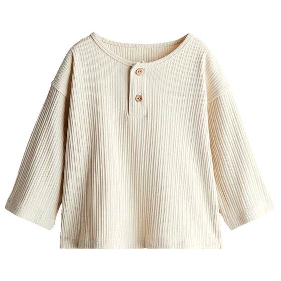 
HM children's clothing baby boy T-shirt spring ribbed henley cotton jersey inner bottoming shirt long-sleeved top 1256083