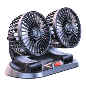 
Car fan 24V large truck 12V van silent powerful refrigeration double-head USB car electric fan