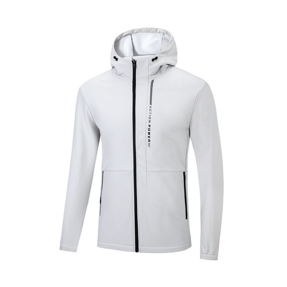 
361 sports coat men's spring new soft shell windproof and water repellent cardigan windbreaker running plus velvet top