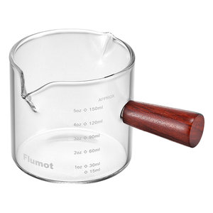 
[Only operated] German coffee cup glass with scale espresso extract measuring cup mini wooden handle milk cup