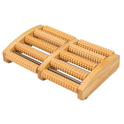 Fully solid wood roller-type foot acupoint sole massager