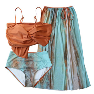 Split swimsuits for women beach pants Sanya beach vacation long skirts for legs covering small chest suspenders hot spring couples swimsuits
