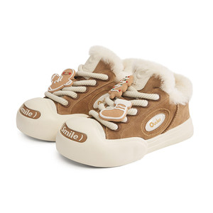 
[White Deer Same Style] Ouder smiler open smile canvas shoes for women Maillard gingerbread man heightening big toe shoes