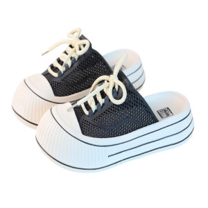 
Huizimu summer women's fashionable thick-soled heightened and lazy white shoes versatile casual shoes anti-slip semi-drag