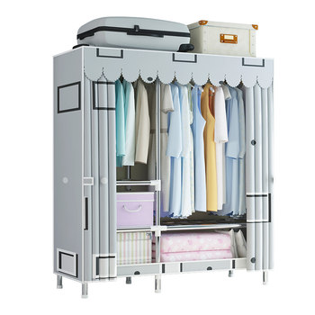 Full steel frame cloth wardrobe for home bedroom