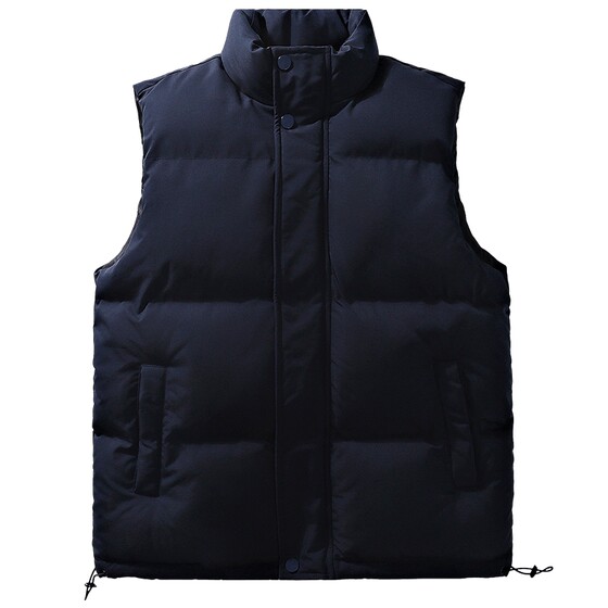 
2026 Winter New Style Stand Collar Down Cotton Vest Men's Vest Loose Thickened Warm Cotton Jacket Waistcoat Couple Jacket