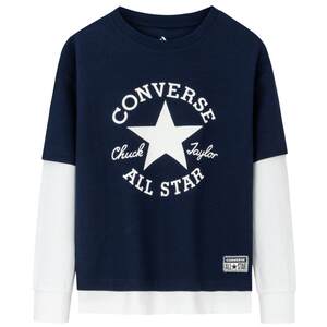 
Converse Children's Boys Long Sleeve T-shirt Spring Top Pure Cotton Base Shirt Trendy Fake Two Casual Children's Clothes