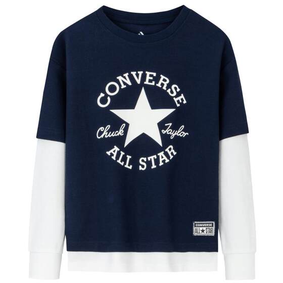 
Converse Children's Boys Long Sleeve T-shirt Spring Top Pure Cotton Base Shirt Trendy Fake Two Casual Children's Clothes