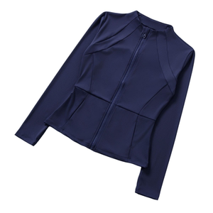 
7A antibacterial slim fit sports jacket for women long-sleeved gym tight running casual speed drying clothes zipper yoga clothing