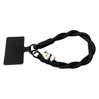 
Cute three-dimensional panda wrist mobile phone case lanyard black solid color new cartoon simple super cute pendant for women short double buckle sturdy hanging ornament removable hanging rope hanger chain portable anti-lost versatile