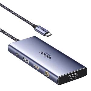 
Green Connect typec to HDMI expansion DP1.2 four-screen different display 4K60Hz screen projection dock 2K144Hz display multi-interface USB split converter suitable for computer notebook accessories