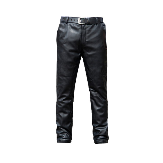 Termine leather pants header cowhide middle -aged men's winter slim straight windproof waterproof motorcycle leather pants