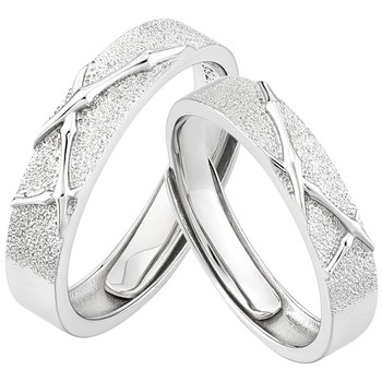 KADER embossed bamboo ring couple sterling silver niche