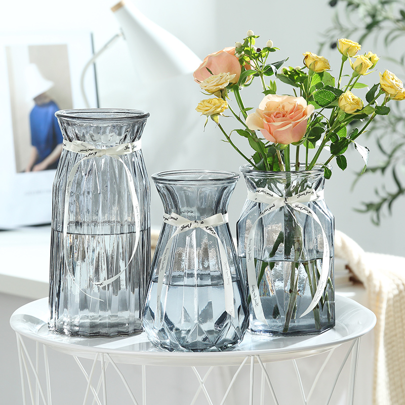 若花 玻璃花瓶透明水培养富贵竹百合花北欧花瓶客厅插花摆件