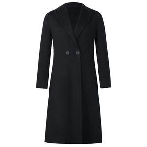 Goga cashmere coat women autumn and winter new high -level high -level British long black wool double -sided woolen jacket
