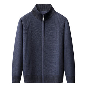 
Playboy middle-aged and elderly men's zipper knitted cardigan jacket dad's velvet thickened warm sweater bottoming shirt