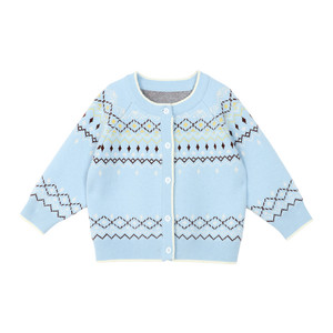 Little O Dad Baby Boy Baby Boy Sweater Winter 2025 New Parent-child Fair Isle Baby Knitted Cardigan Jacket