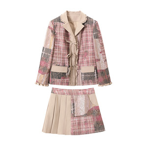 SASSY MOODY Art Department girl lace stitching silhouette suit retro school style loose suit jacket