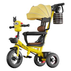 
Large children's tricycle and bicycle stroller for babies aged 1-6 years old with Bluetooth music, lightweight, pushable and rideable