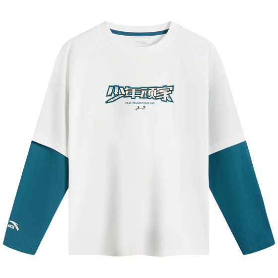 
Anta Children's Knitted Long-Sleeved Shirt for Boys and Girls 2026 Summer New Breathable and Skin-Friendly Medium and Big Boys Casual Long T-shirt