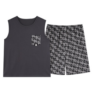 
Langsha men's summer lyocell cotton thin vest pajamas can be worn outside casual simple sleeveless youth home clothes