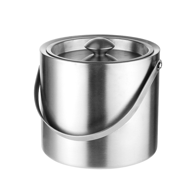 Eiskübel, Edelstahl Kleiner tragbarer Eiskübel, Mini Tragbarer Eiskübel mit Griffen, Snack-Eimer, 700 ml