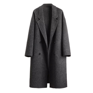 Dark gray double-sided cashmere coat for women mid-length Korean style high-end small loose wool wool jacket
