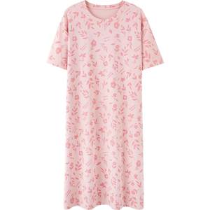 
Three guns summer cotton nightgown for women thin sweet printed loose cotton soft breathable home skirt for outside wear