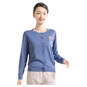 
Kui brand middle-aged and elderly mothers wear round neck long-sleeved sweater for women's autumn new fashion embroidered sweater versatile top