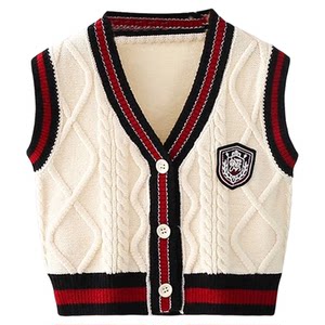 
Boys cardigan sweater vest autumn kids fashionable British college style vest baby baby sweater vest