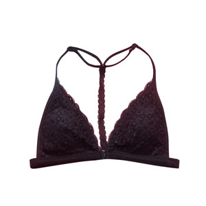 Beauty back lingerie, girl's triangle cup bra, no steel ring, ultra-thin sexy flat chest, student front buckle, new internet celebrity