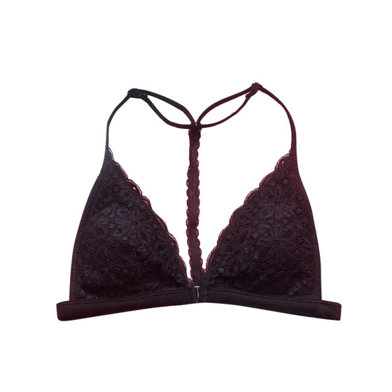 Beauty back lingerie, girl's triangle cup bra, no steel ring, ultra-thin sexy flat chest, student front buckle, new internet celebrity