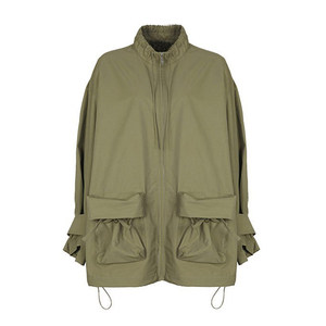
Zhao Lusi and Xu Yan's same military green workwear windbreaker jacket for women, loose mid-length jacket, autumn jacket