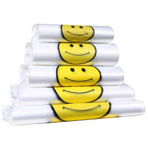 
Smiley face plastic bag supermarket convenience store shopping bag portable vest style packing bag store printed plastic bag convenience bag