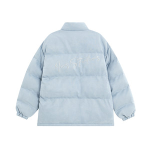 INSstudios National Trendy Couple American Pearl LOGO Suede Cotton Clothes Loose Thickened Warm Coat Men
