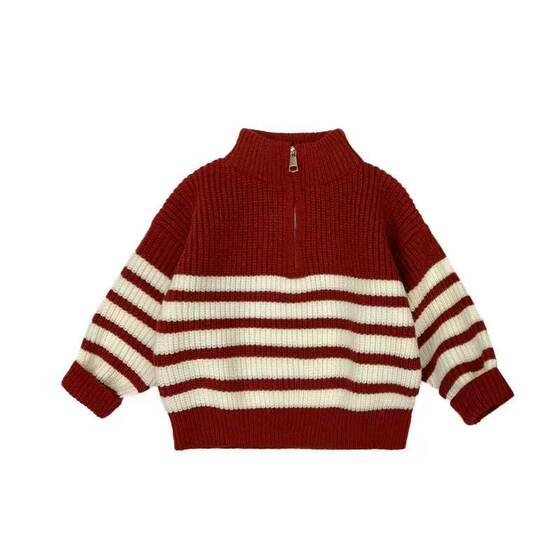 
Boys sweater thickened knitted sweater male and female baby bottoming shirt children's pullover top winter 2025 New Year shirt