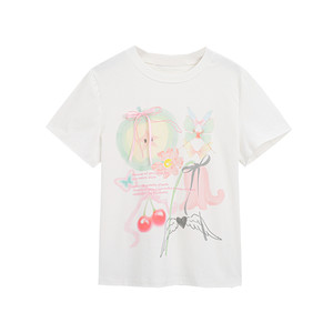 
2026 new summer style right shoulder slim short-sleeved T-shirt plus size women's fat mm design sweet age-reducing top