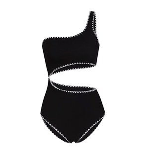 
Masked cat French retro high-end sexy one-shoulder backless bikini small chest soaked in hot spring vacation swimsuit women