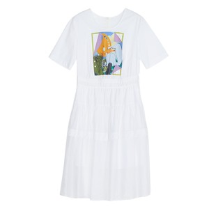 Answer to the mystery Summer new sweet white paired waist round neck short sleeve high waist dress 222ML0617