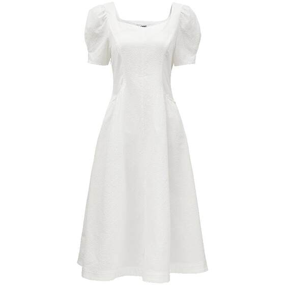 
[ONLY Outlet] Spring new temperament holiday floral retro square neck puff sleeve mid-length skirt dress for women