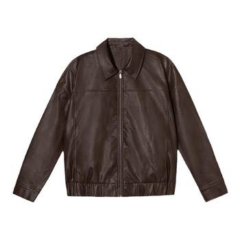 PSO Brand Men's Women's Lapel Zipper Spliced ​​Leather Jacket American Jacket Autumn and Winter Locomotive Pilot