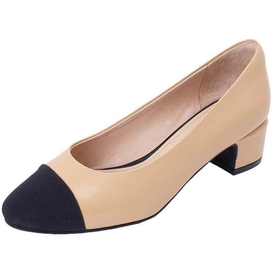 [Blogger's recommendation] Kang Li Xiaoxiang style single shoes for women Spring and Autumn new spliced lambskin French thick heel high heel shoes