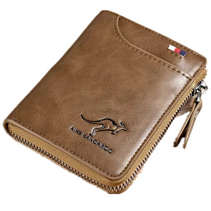 Men's wallet leather short anti -theft brush men's fur leather cowhide men's multi -function driver license integrated card bag men
