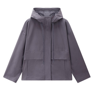 Giordano Casual Jacket Women's Spring 2026 Loose Drop Shoulder Drawstring Hooded Windbreaker Jacket 05376082