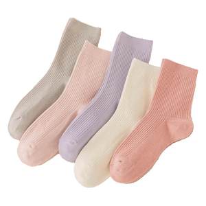 袜子女士纯色中筒袜春秋款防臭无骨运动学生袜秋冬季女士月子长袜