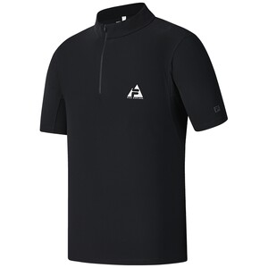 
FILA official men's knitted short-sleeved shirt 2025 summer new outdoor sports semi-zipper basic T-shirt