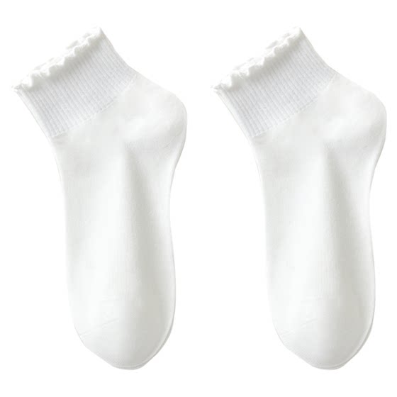 
Fungus edge socks for women, spring and summer pure cotton yarn boneless socks, deodorant and sweat-absorbent mid-calf socks with small leather shoes and cotton socks