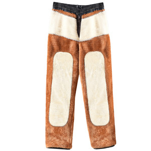 Leather pants men's winter plus velvet thickened motorcycle riding driving takeaway windproof waterproof warm leather cotton pants loose